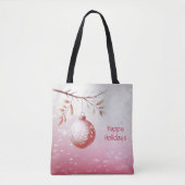 Roze decoratieve kerstbal vakantietas tote bag (Voorkant)