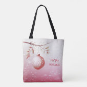 Roze decoratieve kerstbal vakantietas tote bag (Achterkant)