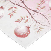 Roze decoratieve kerstballen tafelloper (Hoek)