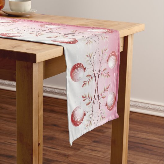 Roze decoratieve kerstballen tafelloper (Voorbeeld)