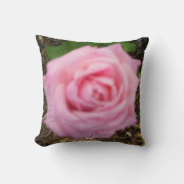Roze decoratieve kussen met roos