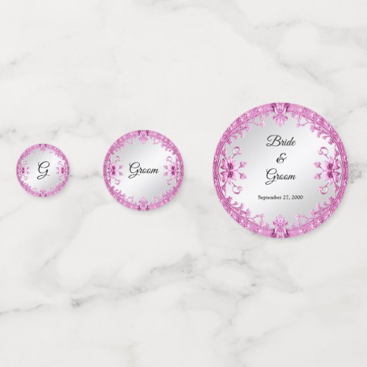 Roze Decoratieve Tafel Confetti (Achterkanten)