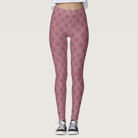Roze Decoratieve Vakantie Legging (Voorkant)
