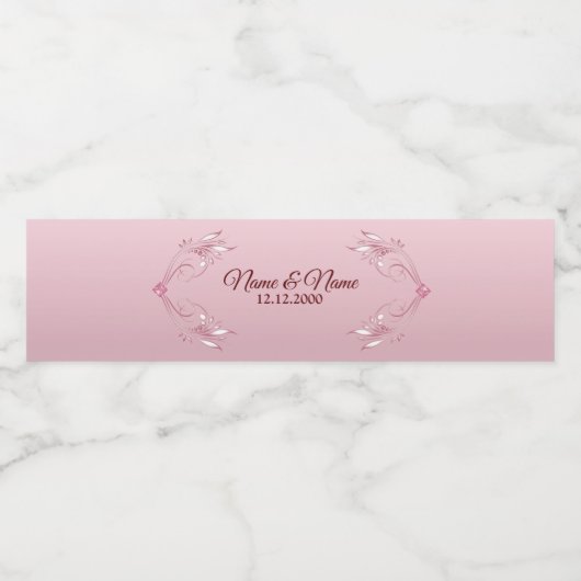 Roze decoratieve waterflesetiket waterfles etiket (Enkel label)