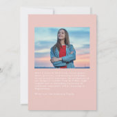 Roze deed het Afstuderen Fotoaankondiging Kaart (Achterkant)