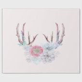 Roze deer Antlers bloemen Succulent Garden Cadeaupapier (Vlak)