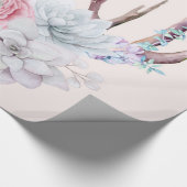 Roze deer Antlers bloemen Succulent Garden Cadeaupapier (Hoek)