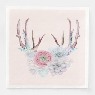 Roze deer Antlers bloemen Succulent Garden Servetten