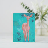 Roze deer briefkaart (Staand voorkant)