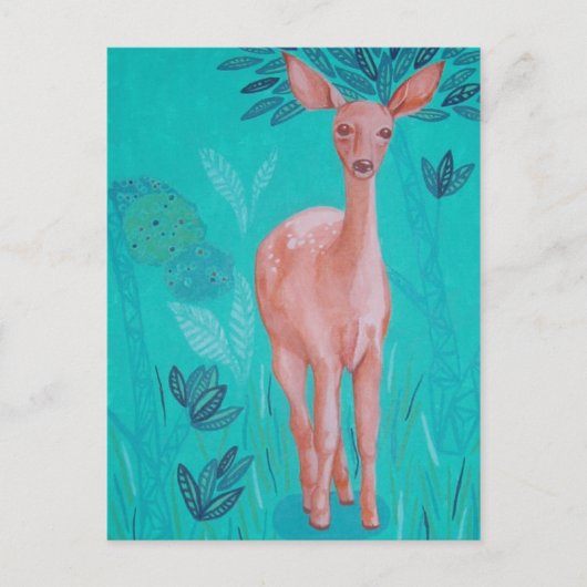 Roze deer briefkaart (Voorkant)