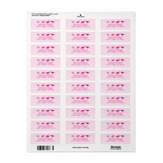 Roze deinosaur Cute Kind Dino Return Label (Full Sheet)
