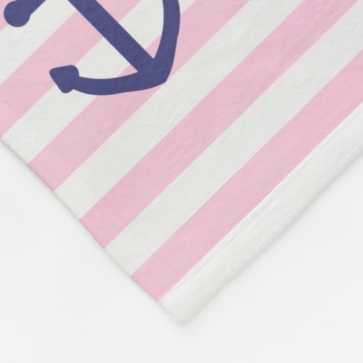Roze deken met nautische ankers, monogram (Hoek)