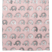 Roze Delicate Baby Olifanten Zilvergrijs Douchegordijn (Voorkant)