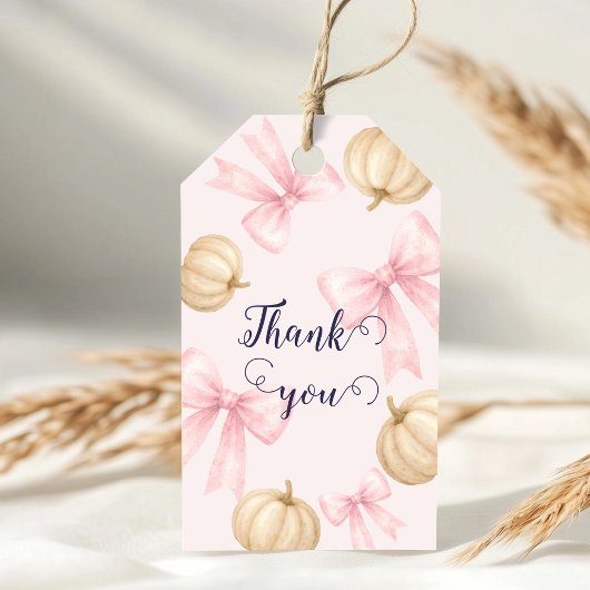 Roze delicate boog Pompoen Baby shower Cadeaulabel