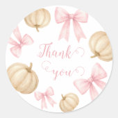 Roze delicate boog Pompoen Baby shower Ronde Sticker (Voorkant)