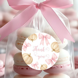 Roze delicate boog Pompoen Baby shower Ronde Sticker