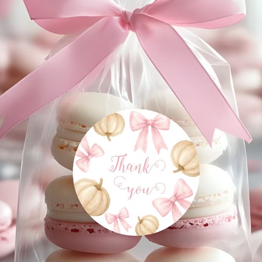 Roze delicate boog Pompoen Baby shower Ronde Sticker