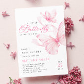Roze Delicate Butterfly Baby shower Invitation Kaart