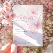 Roze Delicate Butterfly Baby shower Invitation Kaart