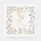Roze Delicate  Floral Bunny Baby shower Servet (Voorkant)
