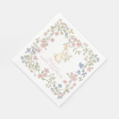 Roze Delicate  Floral Bunny Baby shower Servet (Hoek)
