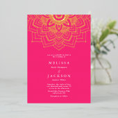 Roze Delicate Gold mandala Wedding Folie Folie Uitnodiging (Staand Voorkant)