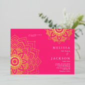 Roze Delicate Gold mandala Wedding Folie Uitnodiging (Staand Voorkant)