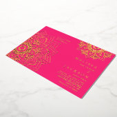 Roze Delicate Gold mandala Wedding Folie Uitnodiging (Gedraaid)