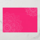 Roze Delicate Gold mandala Wedding Folie Uitnodiging (Achterkant)
