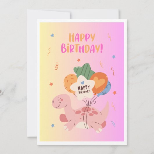 Roze Delicate Happy Birthday Digitale Kaart (Voorkant)