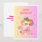 Roze Delicate Happy Birthday Digitale Kaart (Voorkant / Achterkant)