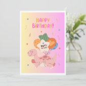 Roze Delicate Happy Birthday Digitale Kaart (Staand voorkant)
