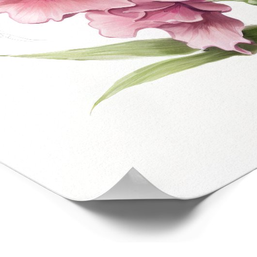 Roze Delphinium Bloemenkunst Print Poster (Hoek)