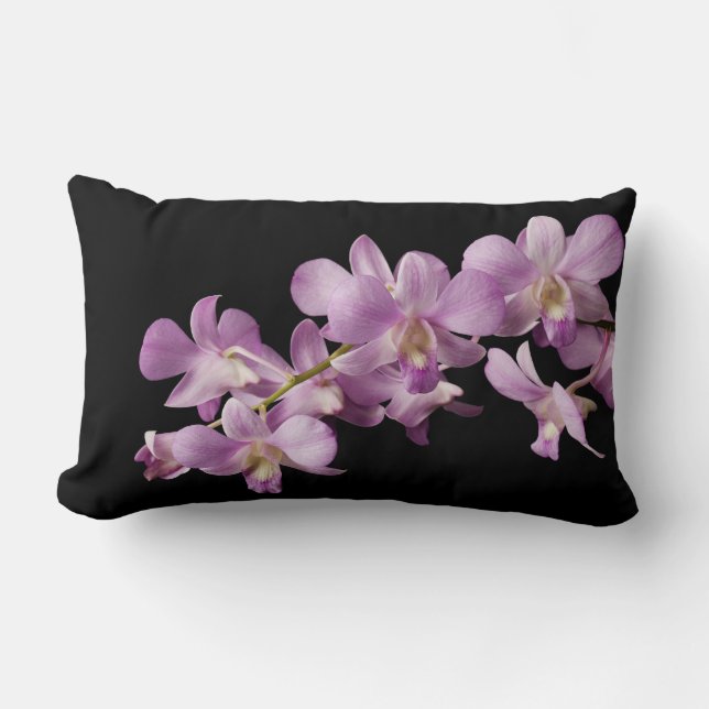 Roze Dendrobium Orchid Flower on Black - Orchids Kussen (Voorkant)