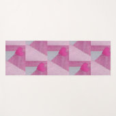 Roze denim en grijze patchwork met hart yogamat (Voorkant (horizontaal))