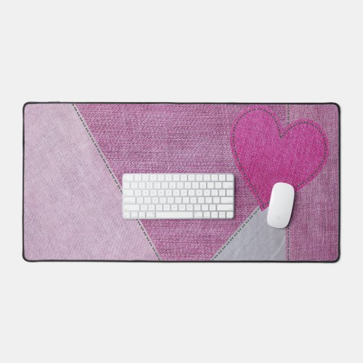 Roze denim hart bureaumat (Keyboard & Muis)