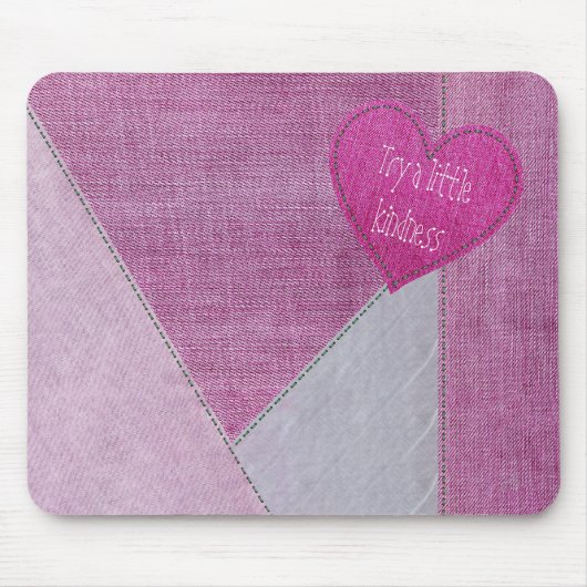 Roze Denim-hart met Muismat Citaat (Voorkant)