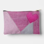 Roze denim hart met naam etui (Achterkant)