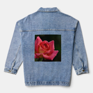 Roze denim jack met roos jacket
