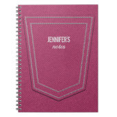 Roze Denim Jeans Textuur Naam Gepersonaliseerd Notitieboek (Voorkant)
