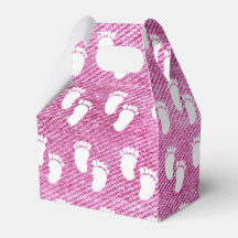 Roze Denim Print Baby shower voetafdrukpatroon