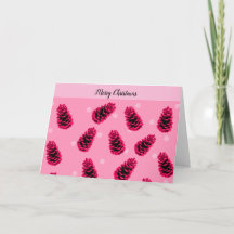 Roze Denneappels Kerstkaart