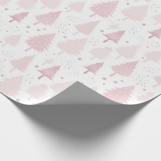 Roze dennenbomen cadeaupapier (Hoek)