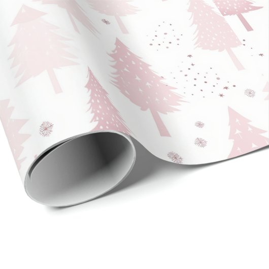 Roze dennenbomen cadeaupapier (Rol Hoek)