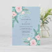 Roze Dennenhout Watercolor Bruiloft Kaart (Staand voorkant)
