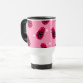 Roze Dennenkegels Koffiemok Reisbeker (Voorkant links)