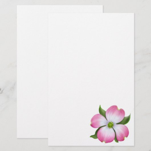 Roze deoghoutbloem briefpapier (Voorkant / Achterkant)