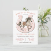 Roze Derby Horse Racing Birthday Party Invitation Kaart (Staand voorkant)