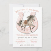 Roze Derby Horse Racing Birthday Party Invitation Kaart (Voorkant)
