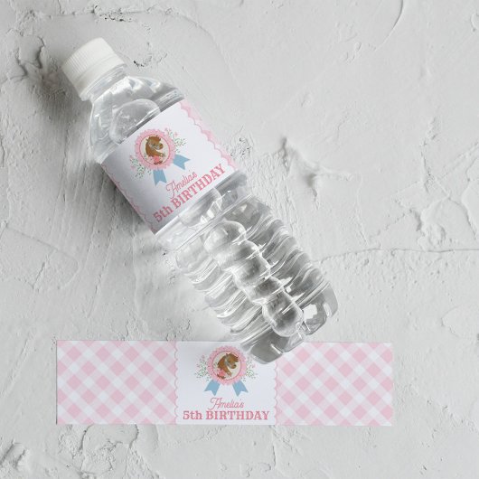Roze Derby Paard Verjaardag Fles Etiket